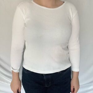 Sonoma White Waffle-knit long sleeve
